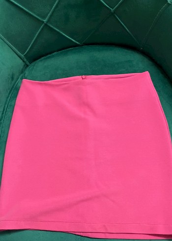 Pembe Düz Mini Etek