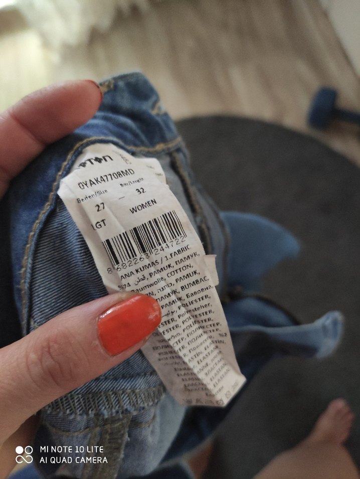 Çizgili Yan Detaylı Kadın Mavi Denim Pantolon - Görsel 5