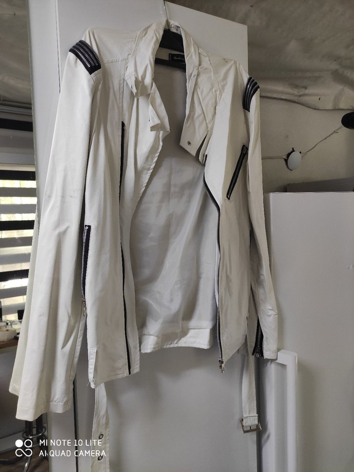 Düğmeli Beyaz Keten Kadın Ceket - Görsel 5