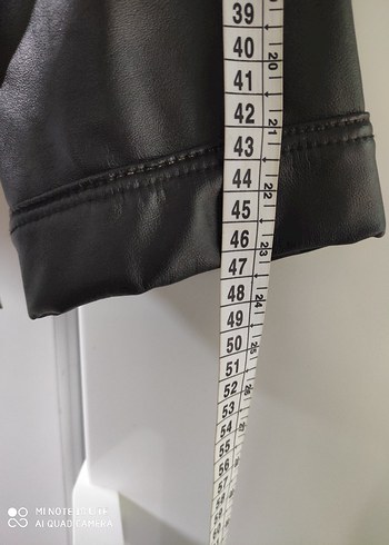 Düğmeli Siyah Deri Biker Ceket - Görsel 8