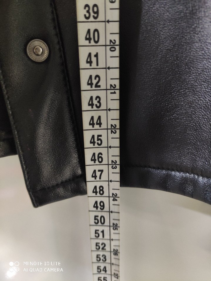 Düğmeli Siyah Deri Biker Ceket - Görsel 5