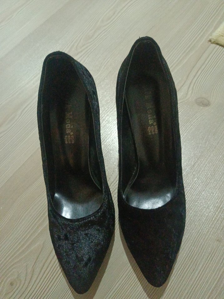 Siyah Kürklü Blok Topuklu Stiletto - Görsel 2