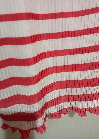 Kırmızı Beyaz Çizgili Askılı Elbise - Görsel 3