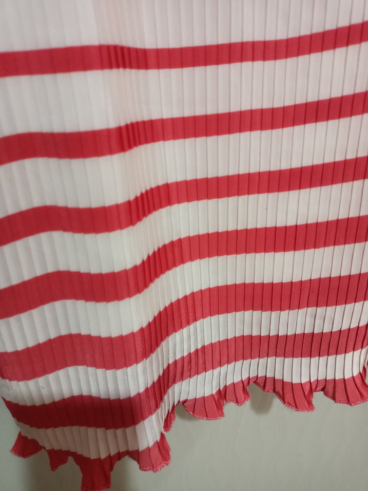 Kırmızı Beyaz Çizgili Askılı Elbise - Görsel 3