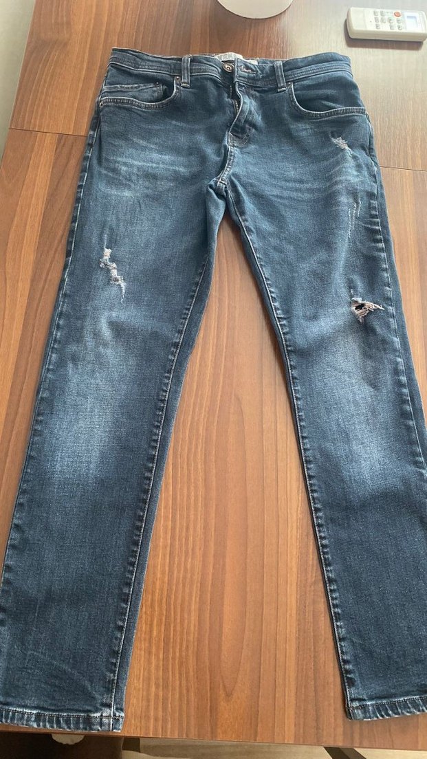 Gevşek Kesim Gri Mavi erkek Kot Pantolon - Görsel 3