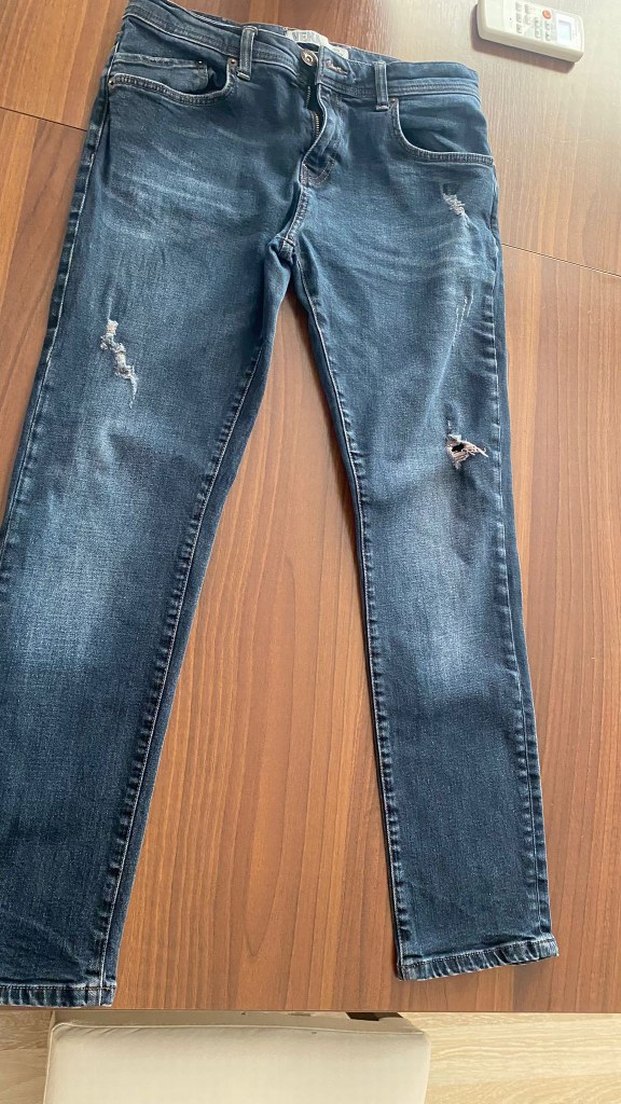 Gevşek Kesim Gri Mavi erkek Kot Pantolon - Görsel 2