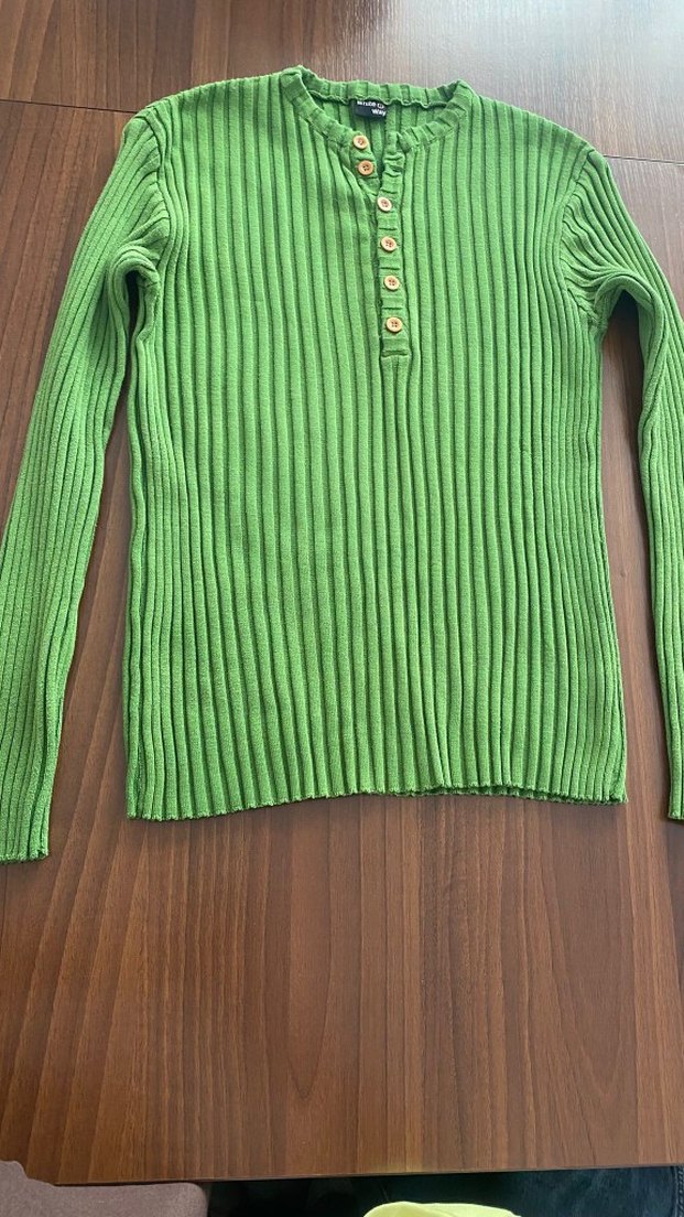 Yeşil Fitilli Kadın Triko Kazak - Görsel 2