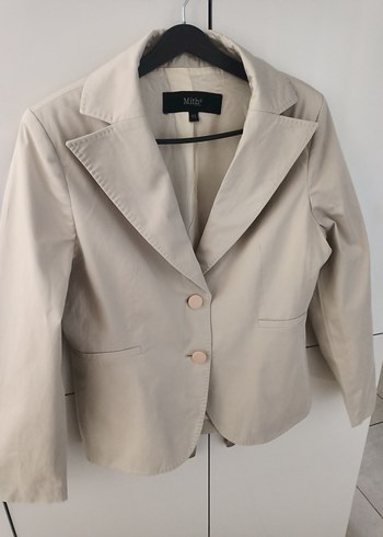 Bej Düğmeli Kadın Blazer Ceket takım. - Görsel 3