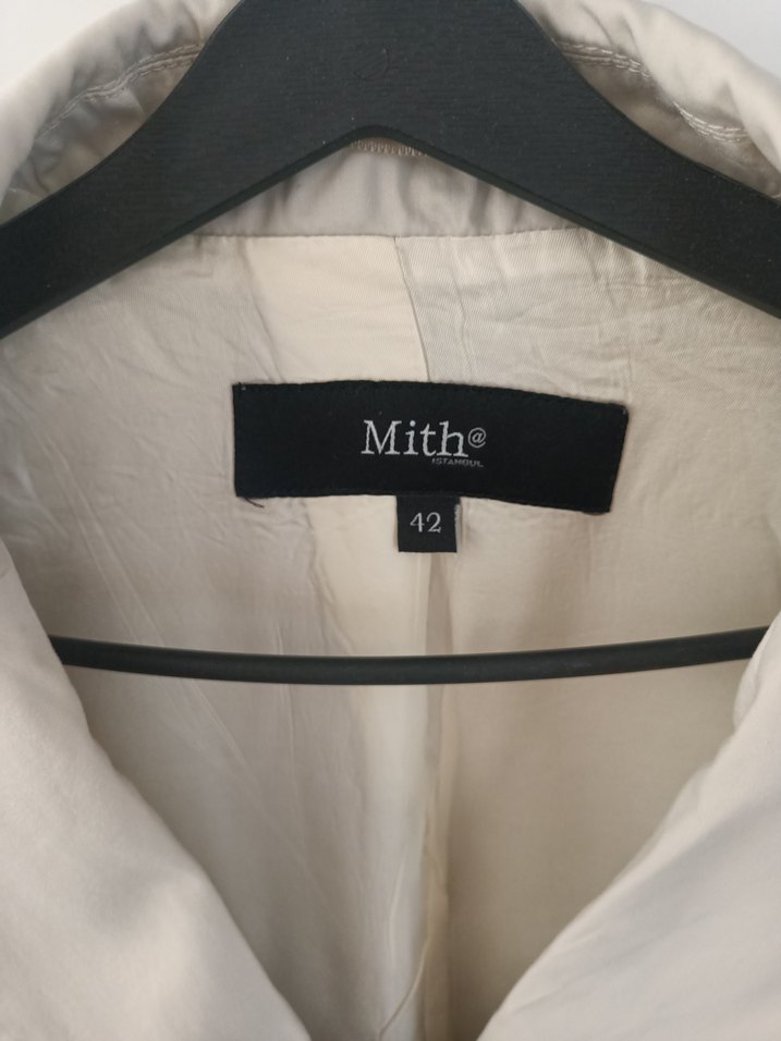 Bej Düğmeli Kadın Blazer Ceket takım. - Görsel 2