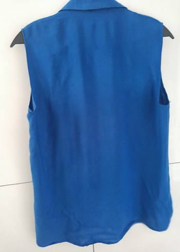 Düğmeli V Yaka Lacivert Kadın Gömlek - Görsel 3