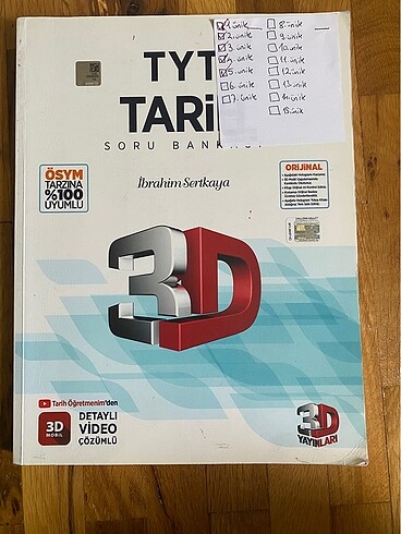 Tyt tarih 3d soru bankası Yks kitap