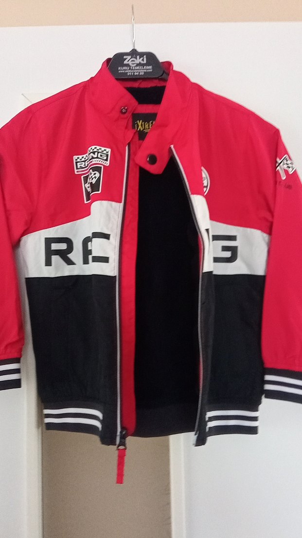 Renkli Baskılı Fermuarlı Biker Erkek Çocuk Ceket - Görsel 3