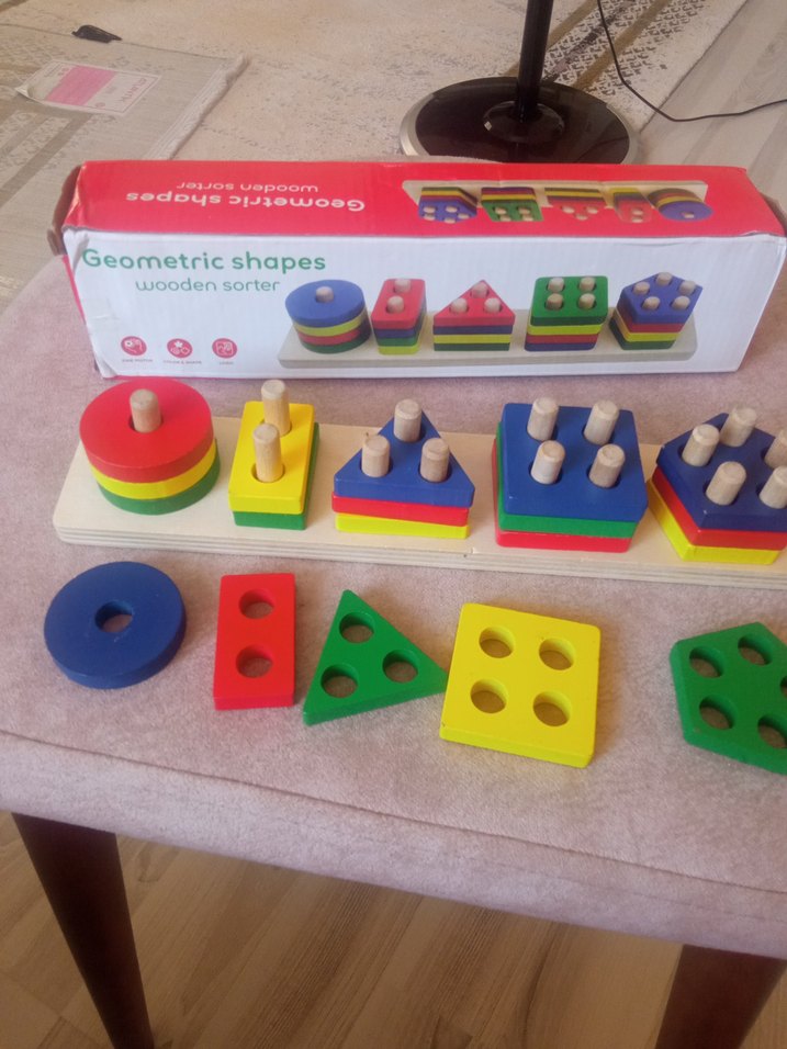 Renkli Ahşap Geometrik Şekiller Eğitici Oyuncak - Görsel 4