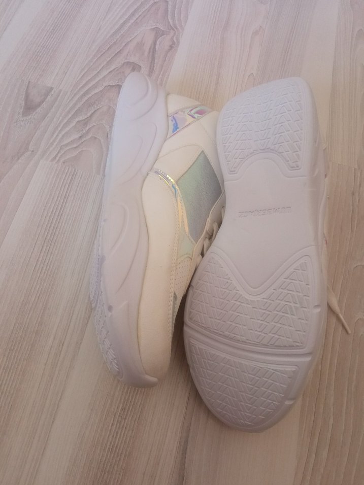 Kadın Beyaz Bağcıklı Platform Spor Ayakkabı - Görsel 3