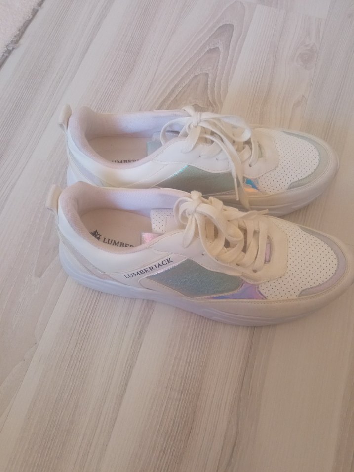 Kadın Beyaz Bağcıklı Platform Spor Ayakkabı - Görsel 2