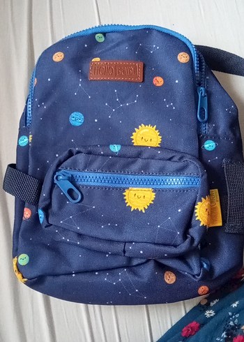 Koyu Mavi Güneş ve Gezegen Desenli Çocuk Sırt Çantası - Görsel 5
