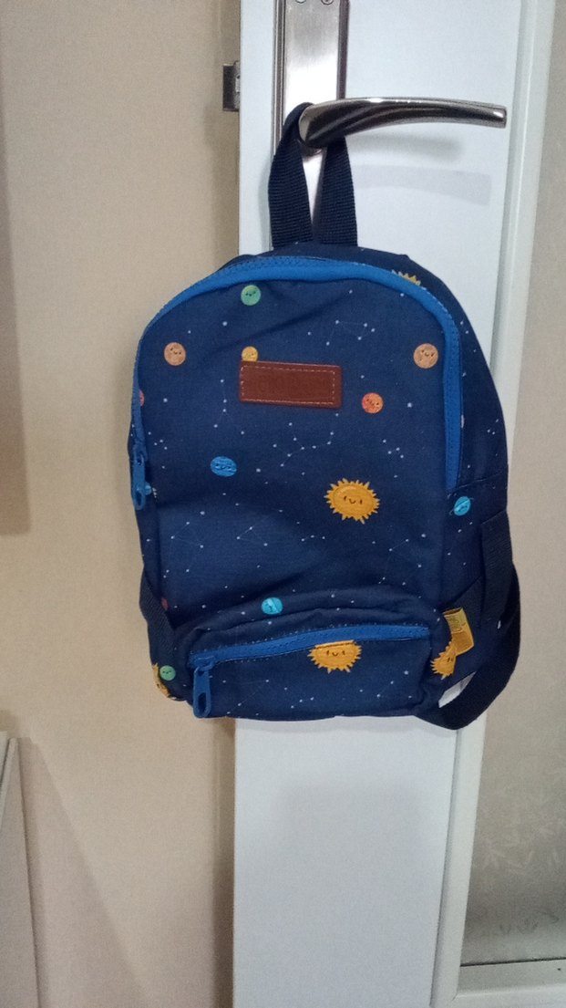 Koyu Mavi Güneş ve Gezegen Desenli Çocuk Sırt Çantası - Görsel 2