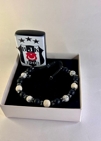 Siyah-Beyaz Erkek Bileklik Çakmak Set - Görsel 5