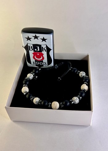 Siyah-Beyaz Erkek Bileklik Çakmak Set - Görsel 6