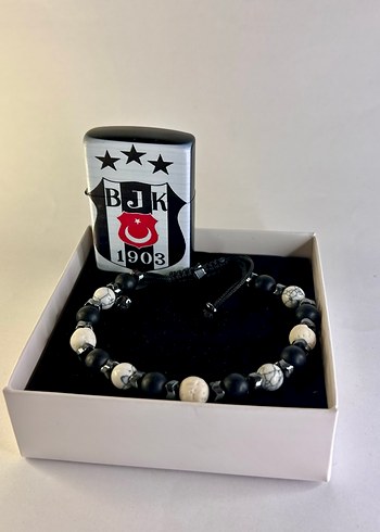 Siyah-Beyaz Erkek Bileklik Çakmak Set - Görsel 4