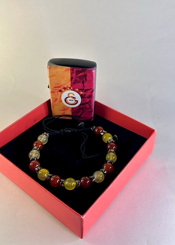 Sarı Kırmızı Doğaltaş Bileklik ve Çakmak Seti - Görsel 6