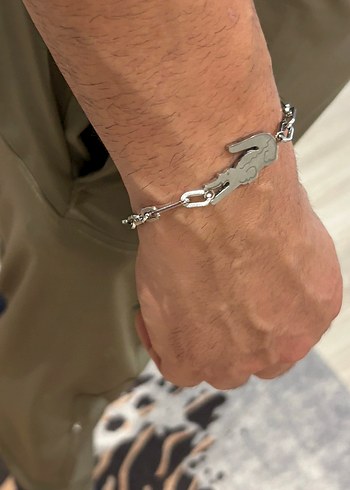 Timsah Detaylı Çelik İthal Bileklik - Görsel 2