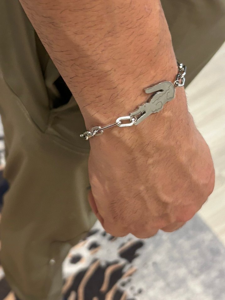 Timsah Detaylı Çelik İthal Bileklik - Görsel 2