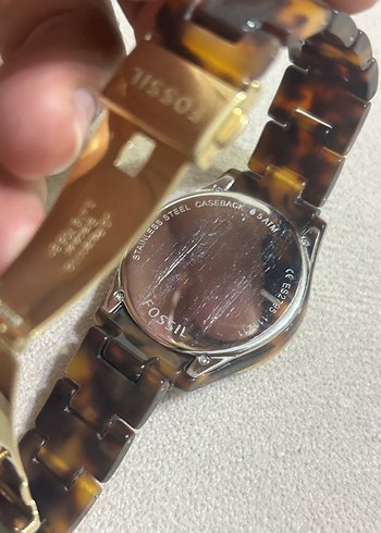 Beden kahverengi Renk Fossil Kadın Koyu Kahverengi Taşlı Kol Saati