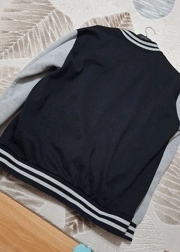 Gri Siyah Erkek Çocuk Düğmeli Sweatshirt - Görsel 4