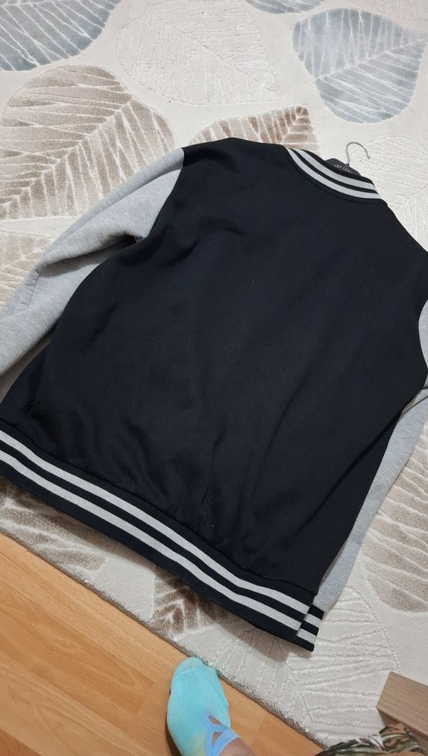 Gri Siyah Erkek Çocuk Düğmeli Sweatshirt - Görsel 4