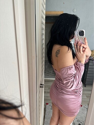 l Beden Mini pembe elbise