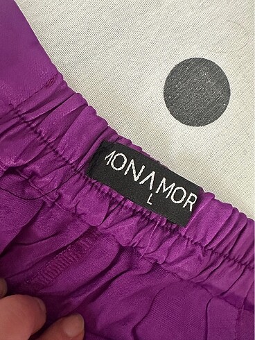 l Beden mor Renk Saten pantolon bluz takım