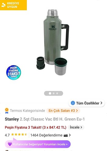 Stanley 2.5 lt Klasik Vakumlu Termos - Gri