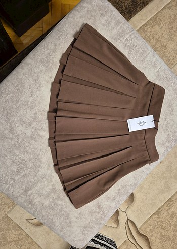 Stradivarius Kahve Pileli Midi Etek
