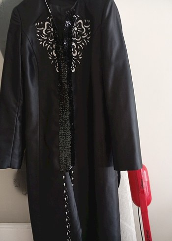 Kadın Siyah Uzun Deri Gotik Kaban
