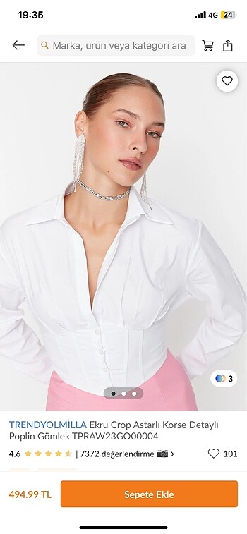 TRENDYOLMİLLA Beyaz Crop Gömlek