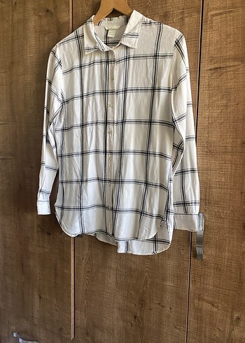 s Beden H&M Ekoseli Uzun Kollu Keten Gömlek