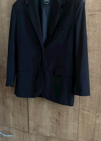 s Beden Stradivarius Siyah Vatkalı Oversize Blazer Ceket