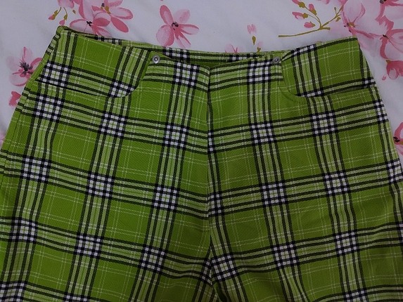 Mango Yeşil Ekoseli Vintage Pantolon