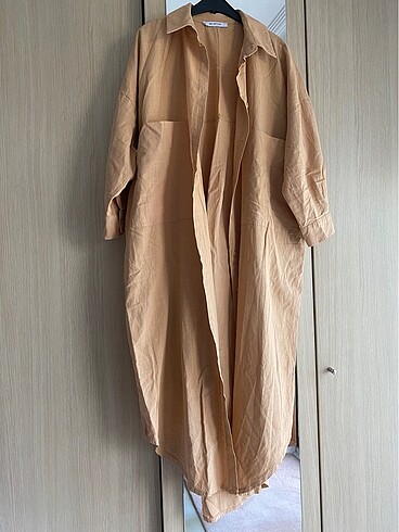 Zara Qu Style Hardal Rengi Oversize Elbise