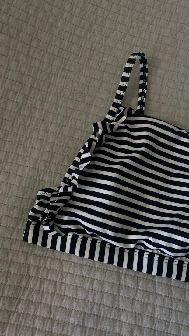 Penti Çizgili Fırfırlı Bikini Üstü - Görsel 2