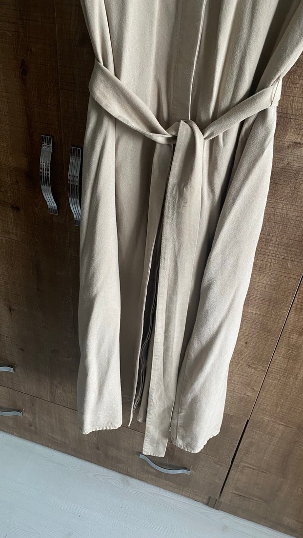 Beymen Kemerli Bej Keten Cepli Uzun Elbise - Görsel 3