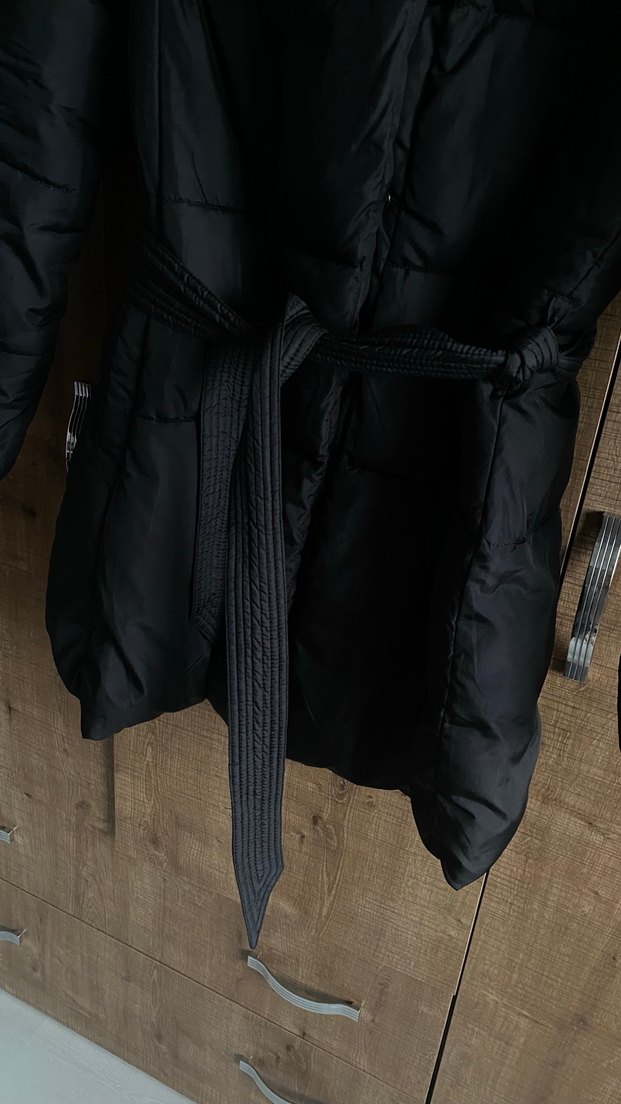 Mavi Jeans Kapşonlu Kemerli Siyah Kadın Mont - Görsel 4