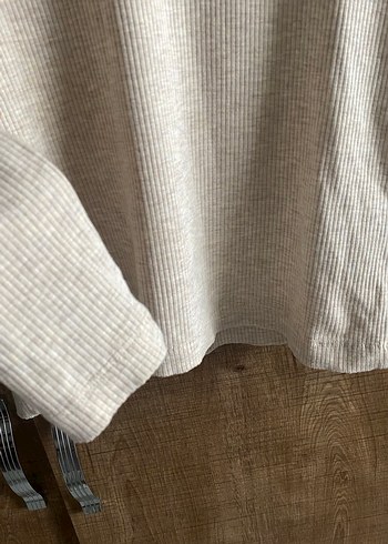 H&M Bej Uzun Kollu Balıkçı Yaka Basic Triko - Görsel 4