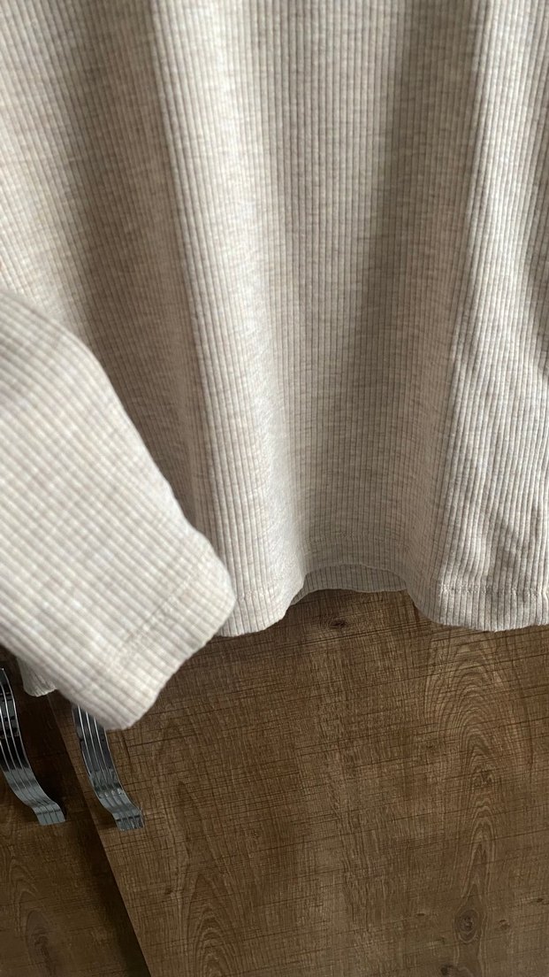 H&M Bej Uzun Kollu Balıkçı Yaka Basic Triko - Görsel 4