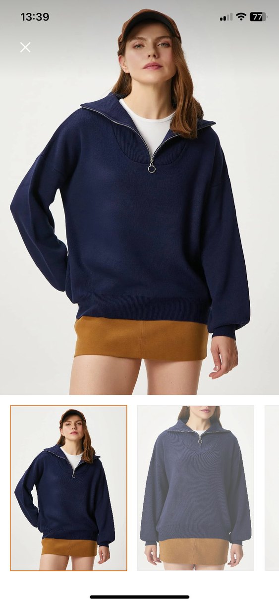 Ritnice Kadın Lacivert Fermuarlı Kazak - Görsel 2