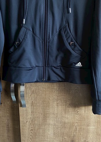 Adidas Climate Antrasit Fermuarlı Kapüşonlu Sweatshirt - Görsel 5