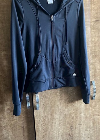 Adidas Climate Antrasit Fermuarlı Kapüşonlu Sweatshirt - Görsel 2