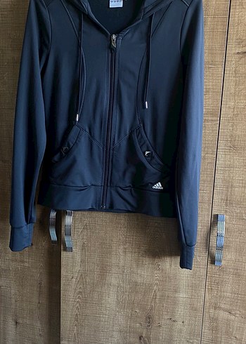 Adidas Climate Antrasit Fermuarlı Kapüşonlu Sweatshirt - Görsel 3