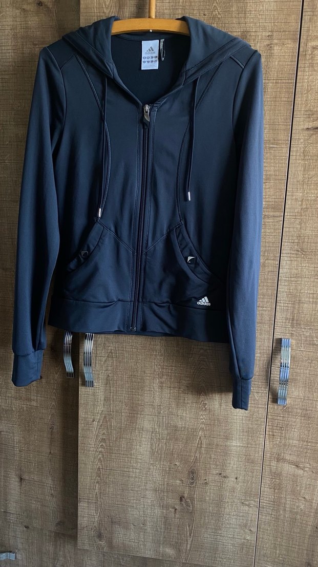 Adidas Climate Antrasit Fermuarlı Kapüşonlu Sweatshirt - Görsel 3